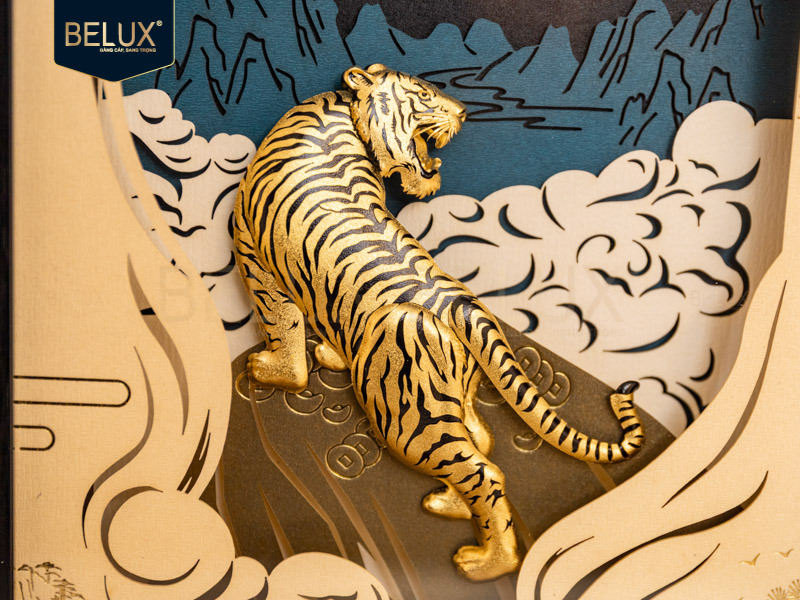 Tranh Hổ dát vàng 24k 25x20cm